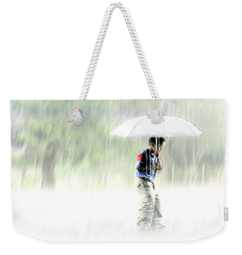 Children Weekender Tote Bag featuring the photograph It's Raining Outside by Heiko Koehrer-Wagner