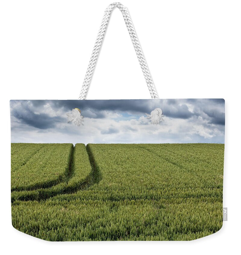 Wheatfield Weekender Tote Bag featuring the photograph J Wheat Field by Nigel R Bell