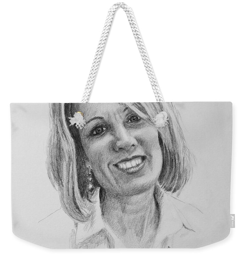 Portrait Weekender Tote Bag featuring the drawing J by Daniel Reed