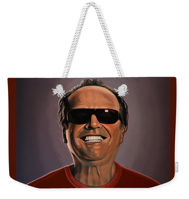 Jack Nicholson Weekender Tote Bag featuring the painting Jack Nicholson 2 by Paul Meijering
