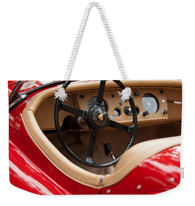 Jaguar Weekender Tote Bag featuring the photograph Jaguar Steering Wheel by Jill Reger