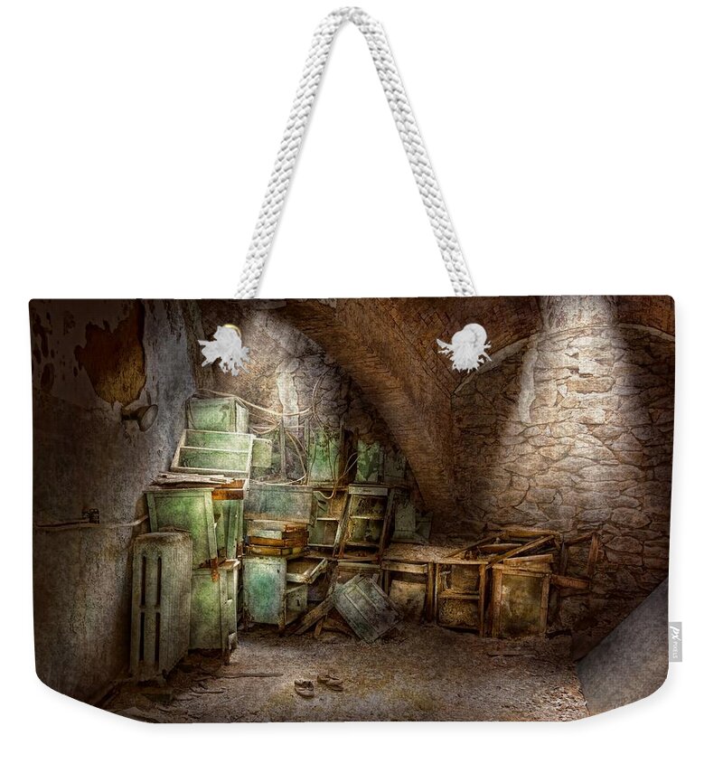Jail Weekender Tote Bag featuring the photograph Jail - Eastern State Penitentiary - Cabinet members by Mike Savad