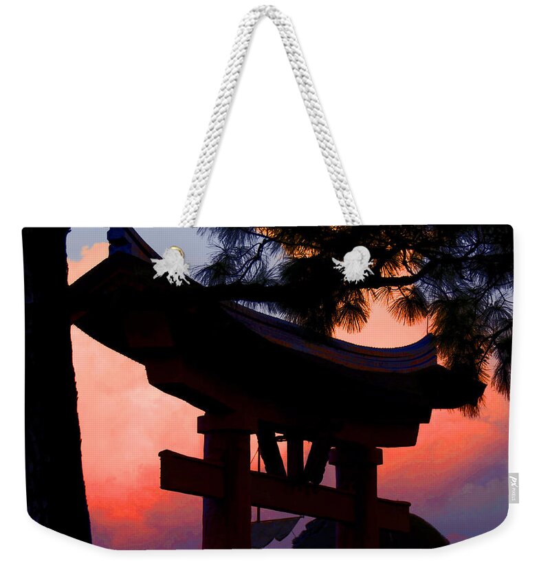 Japan Weekender Tote Bag featuring the digital art Japan Pavilion EPCOT Walt Disney World by A Macarthur Gurmankin