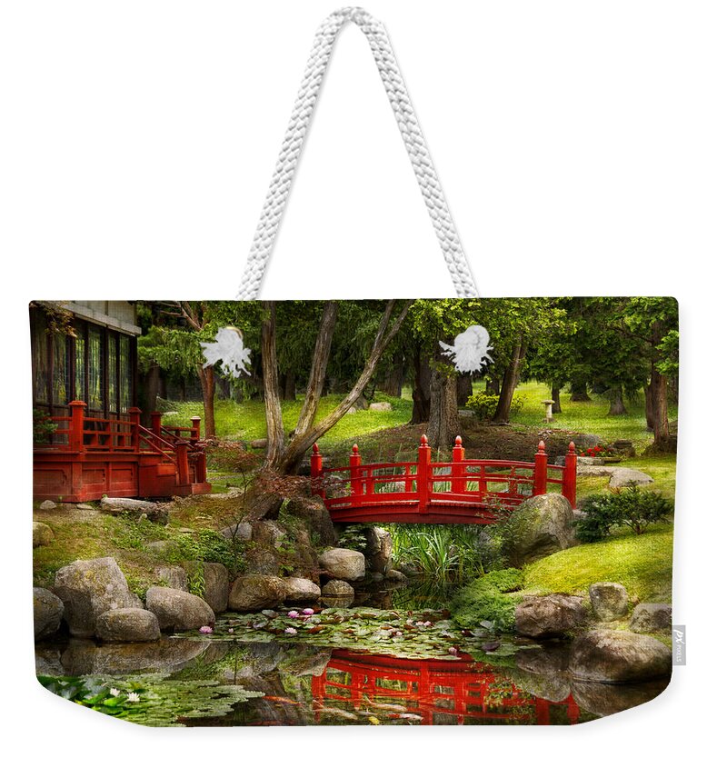 Teahouse Weekender Tote Bag featuring the photograph Japanese Garden - Meditation by Mike Savad