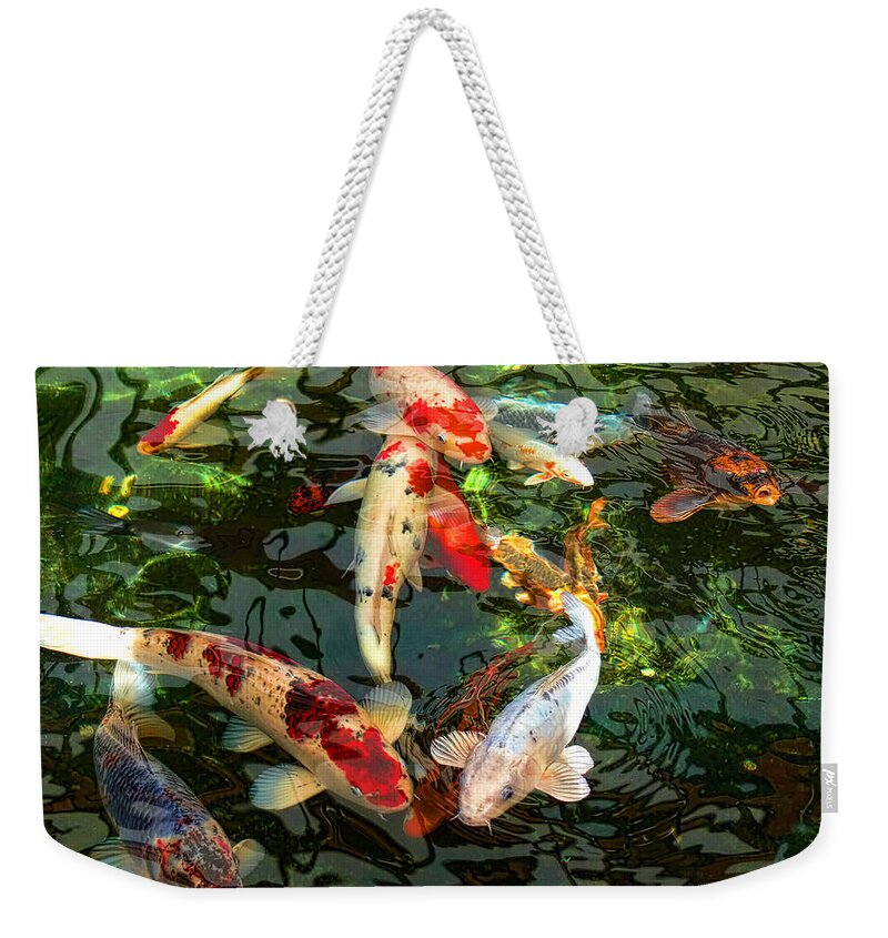 Koi Weekender Tote Bag featuring the photograph Japanese Koi Fish Pond by Jennie Marie Schell