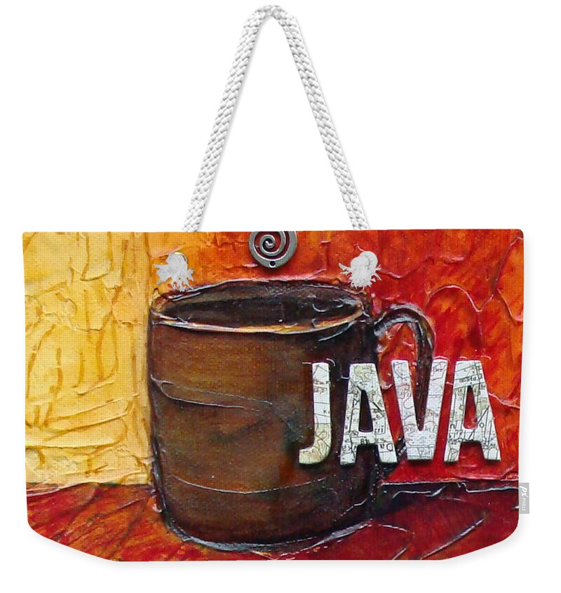Coffee Weekender Tote Bag featuring the mixed media Java by Phyllis Howard
