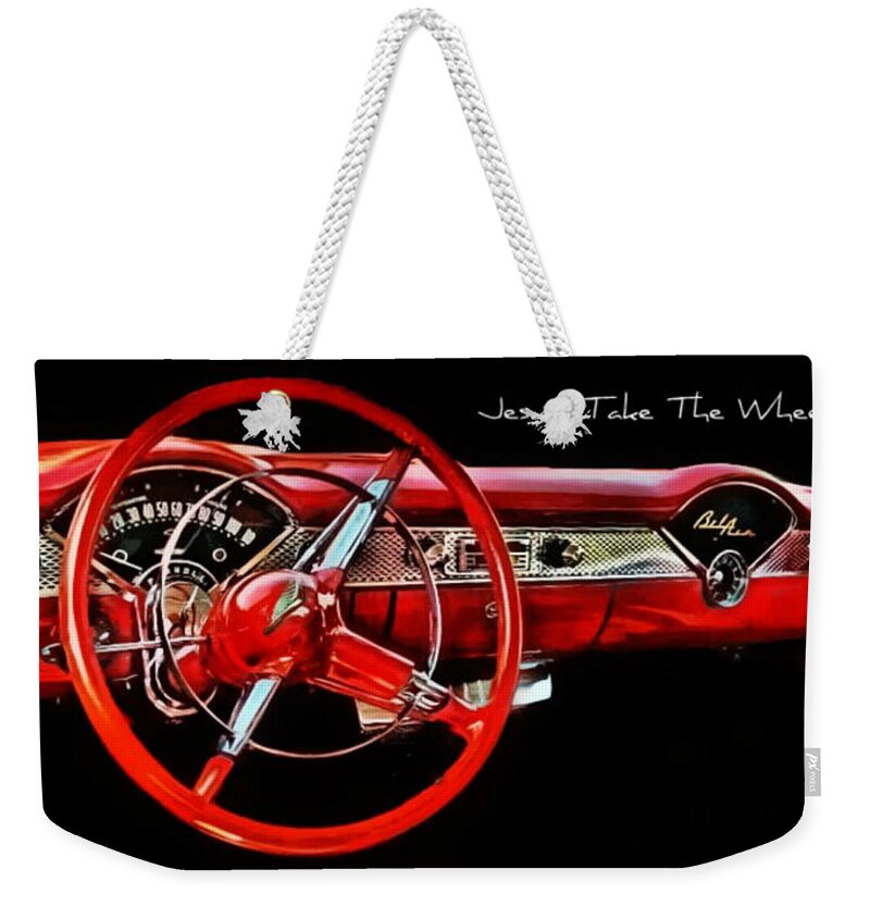 Victor Montgomery Weekender Tote Bag featuring the photograph Jesus Take The Wheel by Vic Montgomery