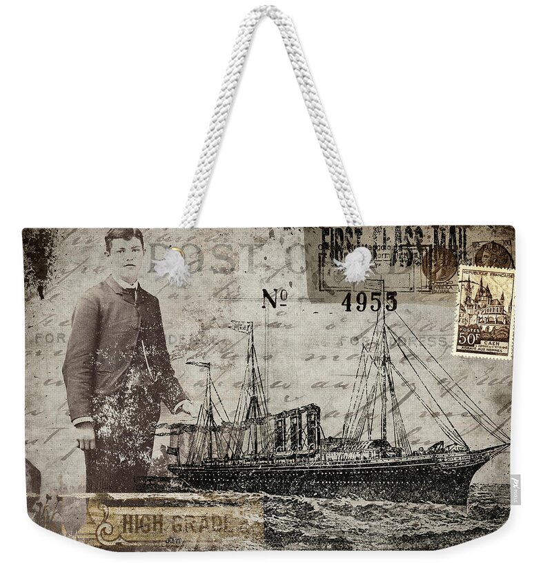 Boat Weekender Tote Bag featuring the photograph Jimmy Plays With Boats by Carol Leigh