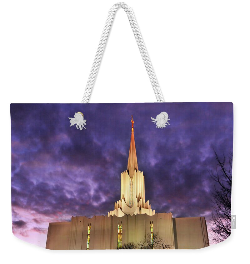 Built Structure Weekender Tote Bag featuring the photograph Jordan River Utah Lds Mormon Temple by Utah-based Photographer Ryan Houston