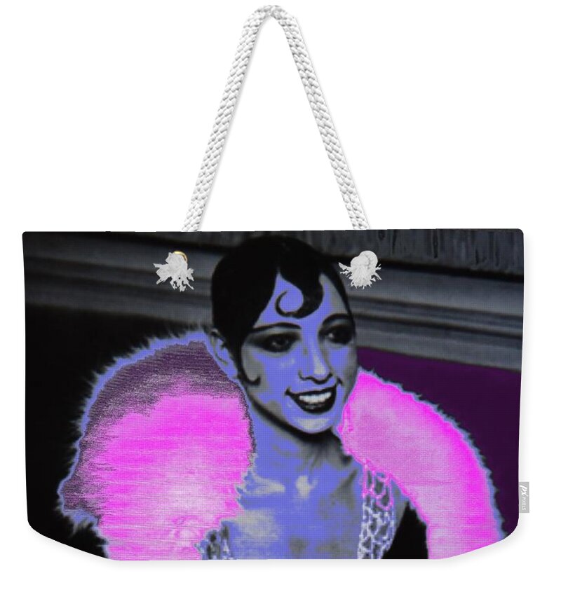 Josephine Baker Weekender Tote Bag featuring the photograph Josephine Baker the Original Flapper by Saundra Myles