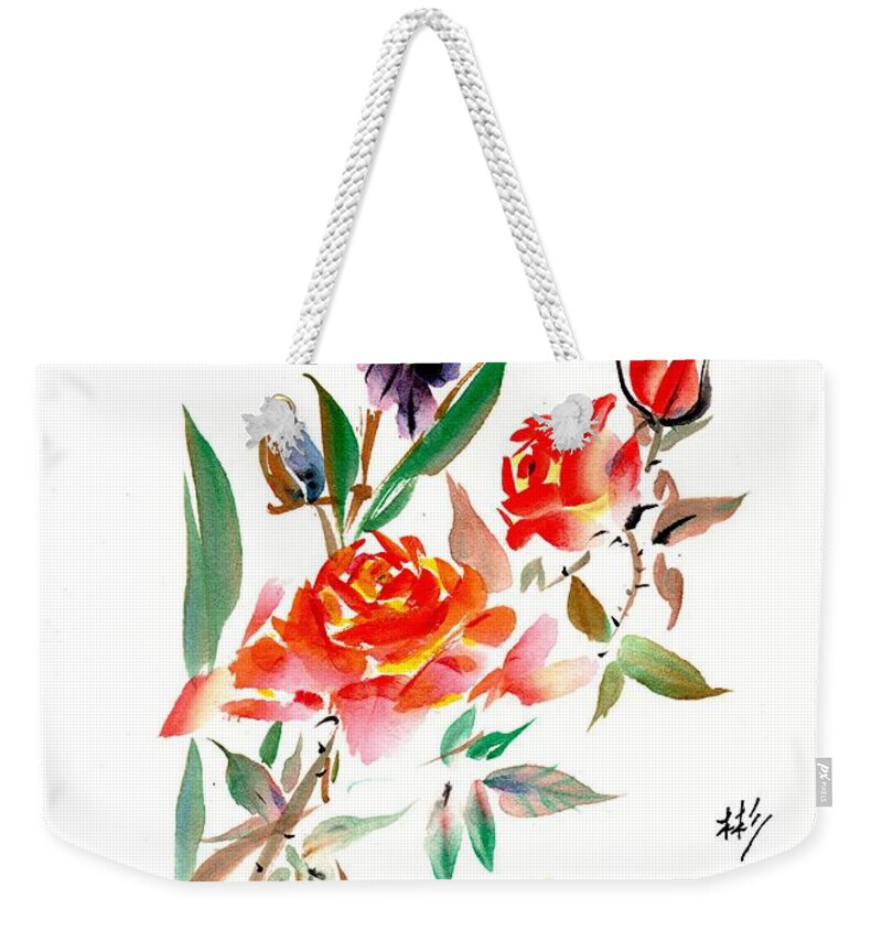 Chinese Brush Painting Weekender Tote Bag featuring the painting Journey by Bill Searle