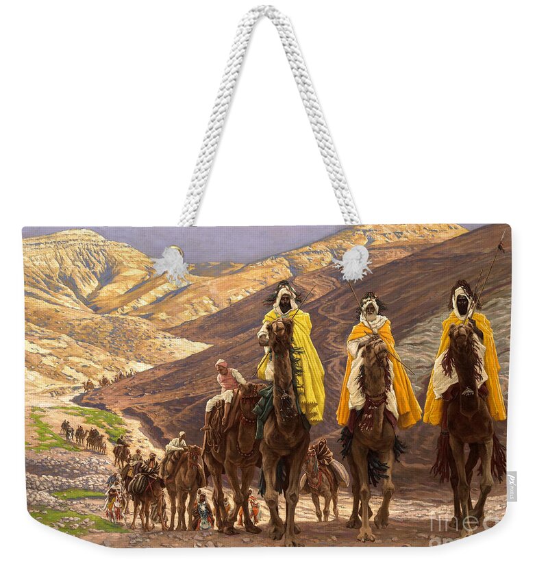Christmas Weekender Tote Bag featuring the painting Journey of the Magi by Tissot