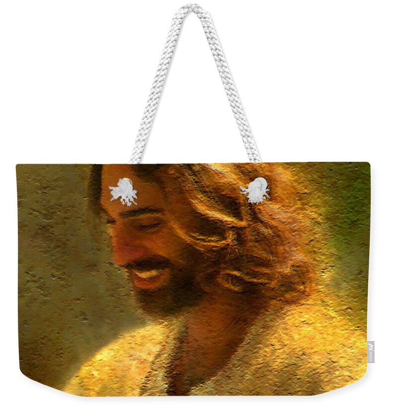 Jesus Weekender Tote Bag featuring the painting Joy of the Lord by Greg Olsen