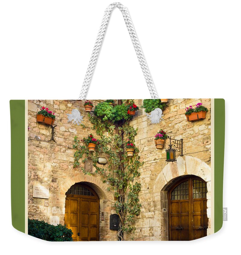 Italian Weekender Tote Bag featuring the photograph Joy to the World with Corner of Assisi by Prints of Italy