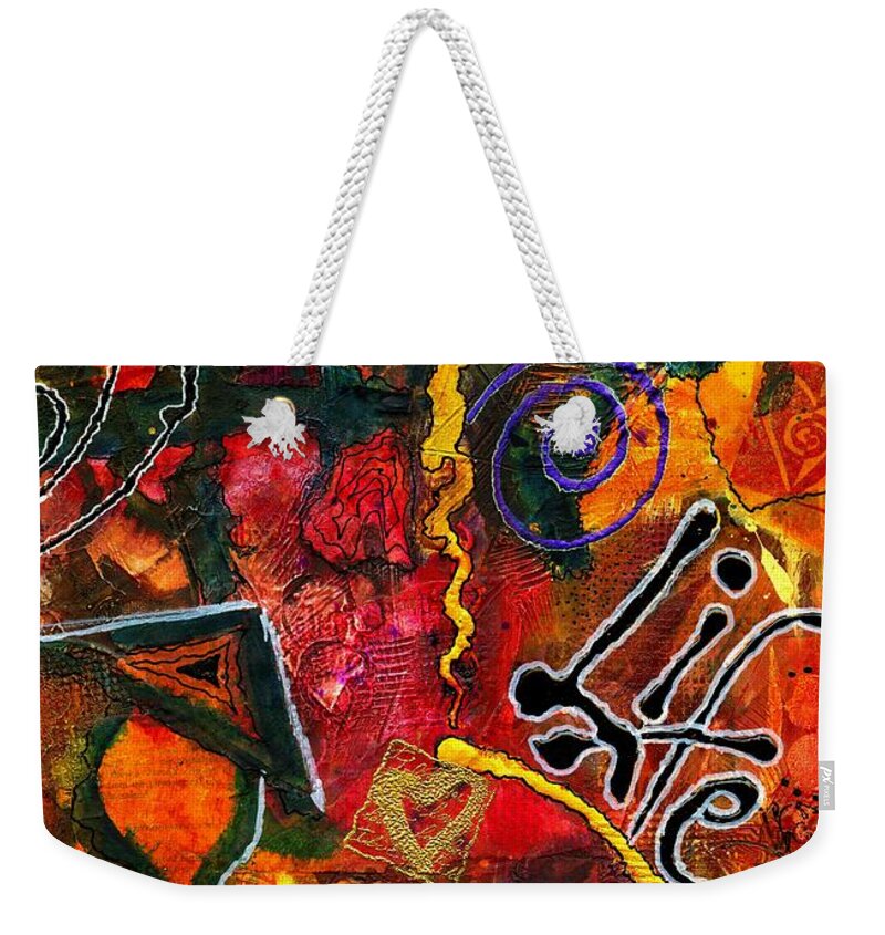 Love Weekender Tote Bag featuring the mixed media Joyfully Living Life Anew by Angela L Walker