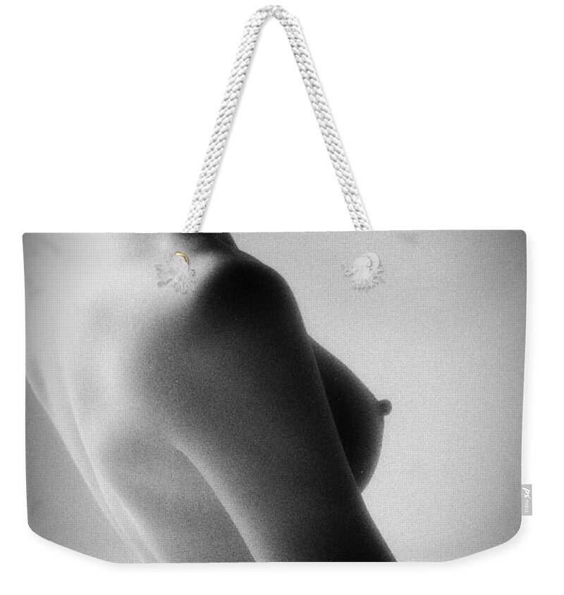 B&w Weekender Tote Bag featuring the photograph Judy Nude 1467 by Timothy Bischoff