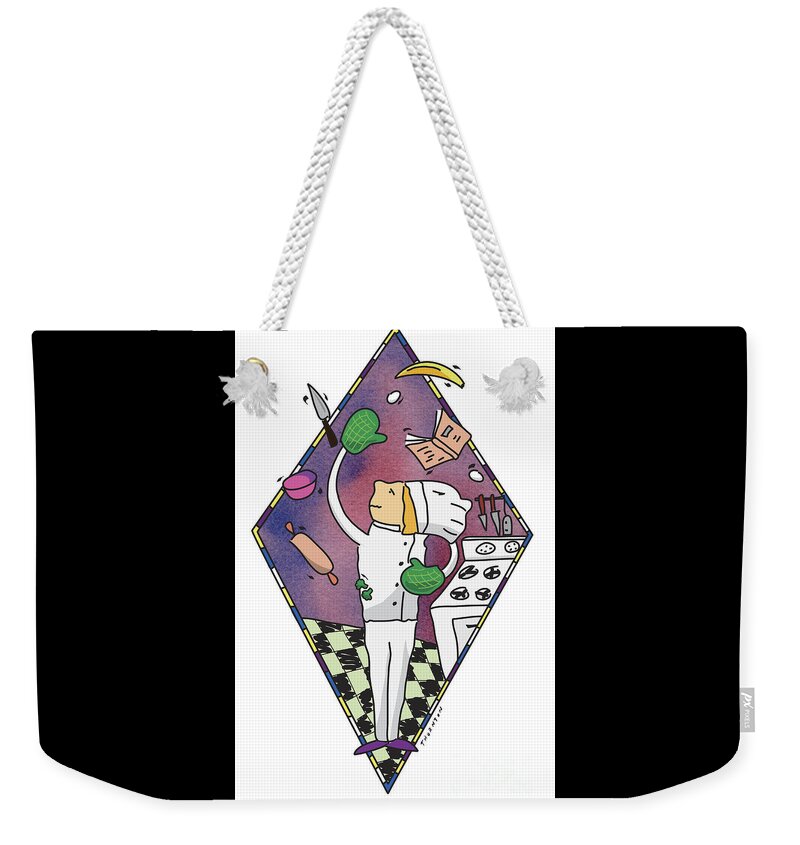 Chef Weekender Tote Bag featuring the painting Juggling Chef by Diane Thornton