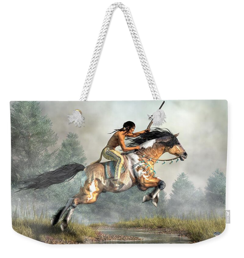 Jumping Horse Weekender Tote Bag featuring the digital art Jumping Horse by Daniel Eskridge
