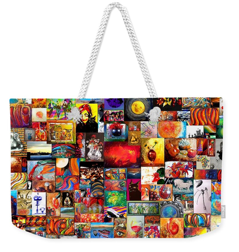 Mixed Media Weekender Tote Bag featuring the digital art Just Gratitude - Collage by Marcello Cicchini