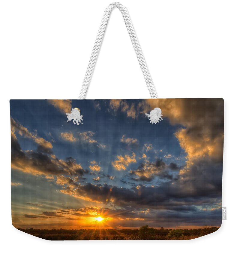 Sunset Weekender Tote Bag featuring the photograph Just in Time by Tim Stanley