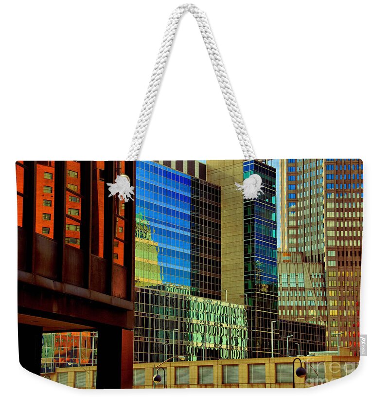 Building Weekender Tote Bag featuring the photograph Juxtaposition of Pittsburgh Buildings by Amy Cicconi