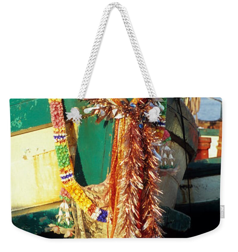 Cambodia Weekender Tote Bag featuring the photograph Kampot Boat 08 by Rick Piper Photography
