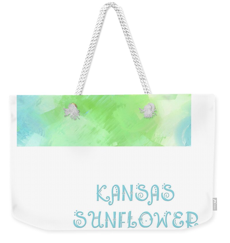 Andee Design Weekender Tote Bag featuring the digital art Kansas - Sunflower State - Map - State Phrase - Geology by Andee Design