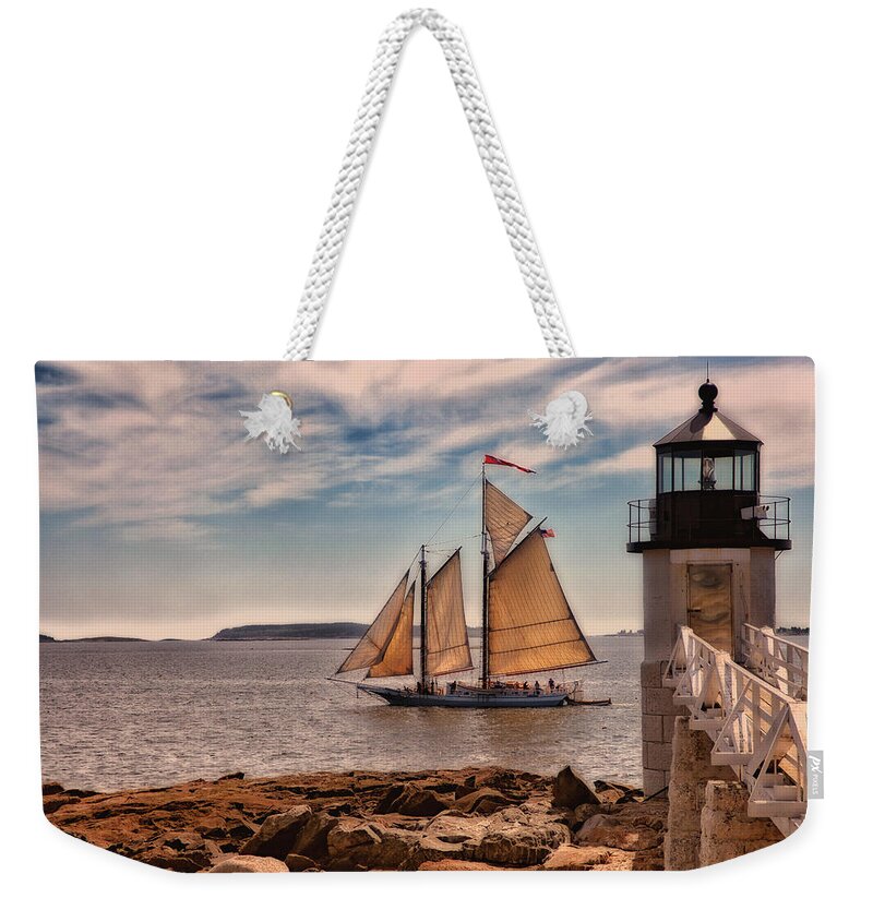 Lighthouse Weekender Tote Bag featuring the photograph Keeping Vessels Safe by Karol Livote