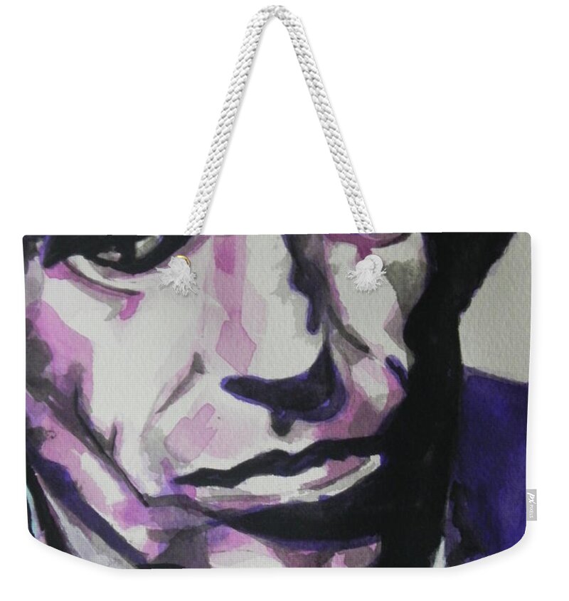 Watercolor Painting Weekender Tote Bag featuring the painting Keith Richards by Chrisann Ellis