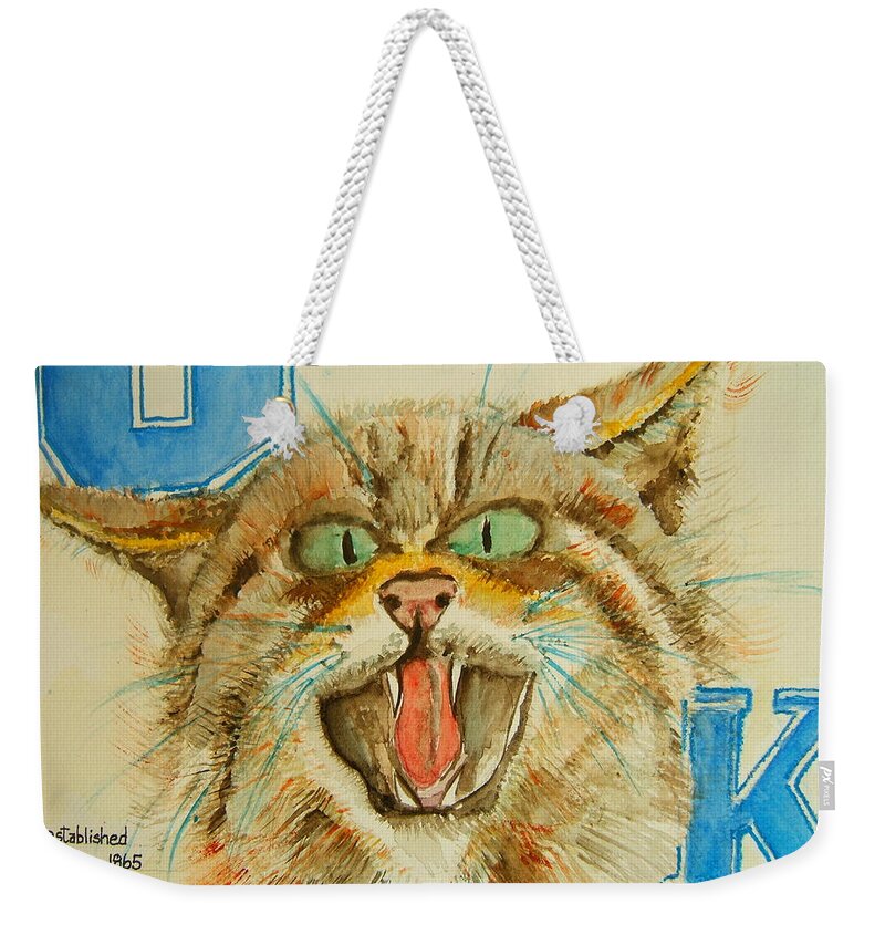 University Of Kentucky Weekender Tote Bag featuring the painting Kentucky Wildcats by Elaine Duras