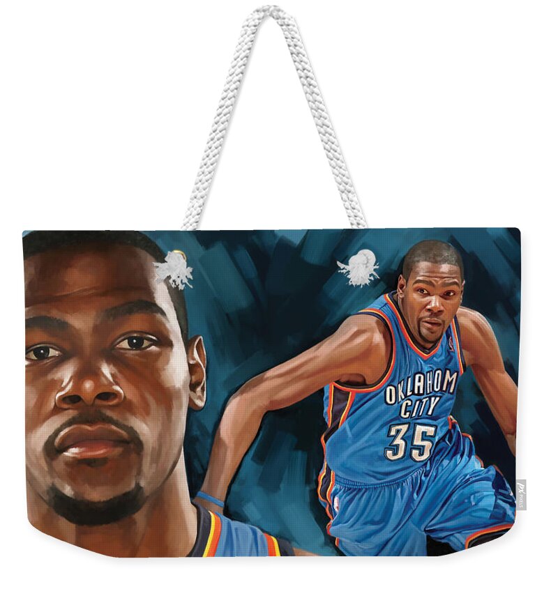 Kevin Durant Weekender Tote Bag featuring the painting Kevin Durant Artwork by Sheraz A