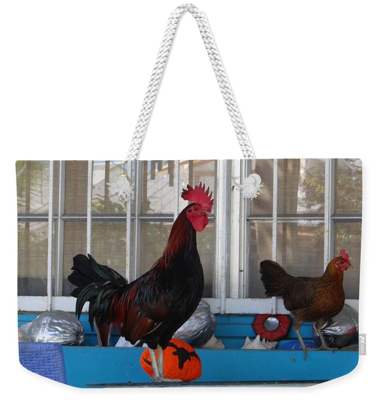 Key West Weekender Tote Bag featuring the photograph Key West Rooster by Keith Stokes