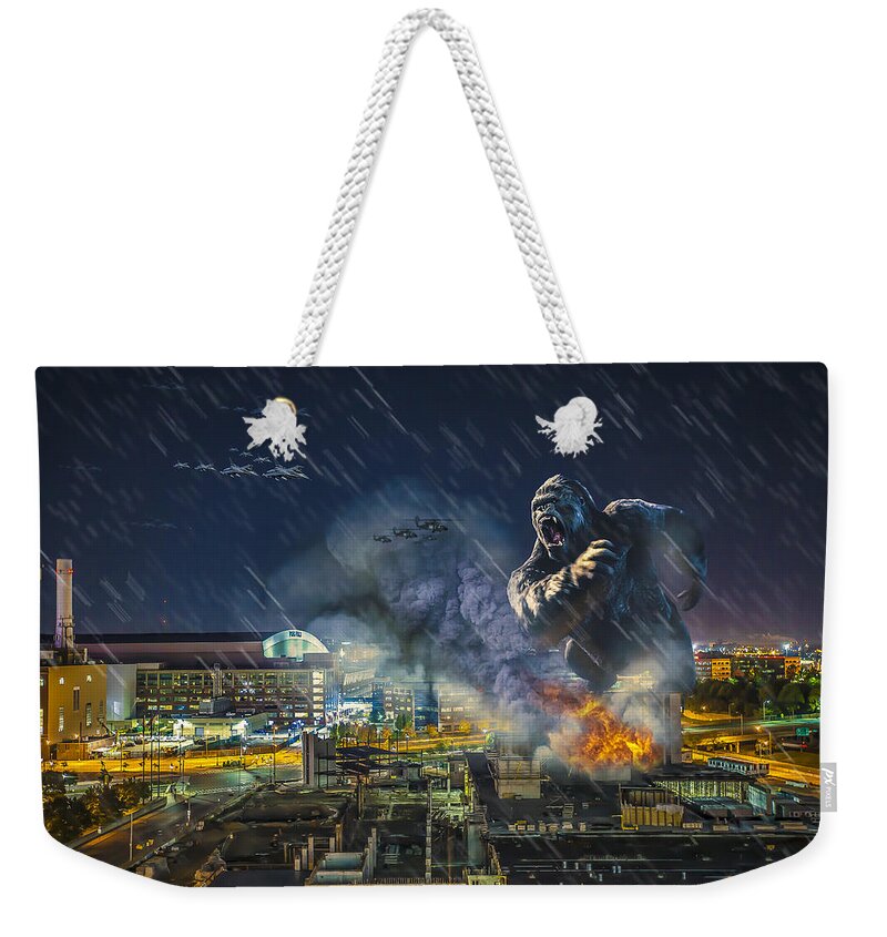 King Kong Weekender Tote Bag featuring the photograph King Kong by Ford Field by Nicholas Grunas