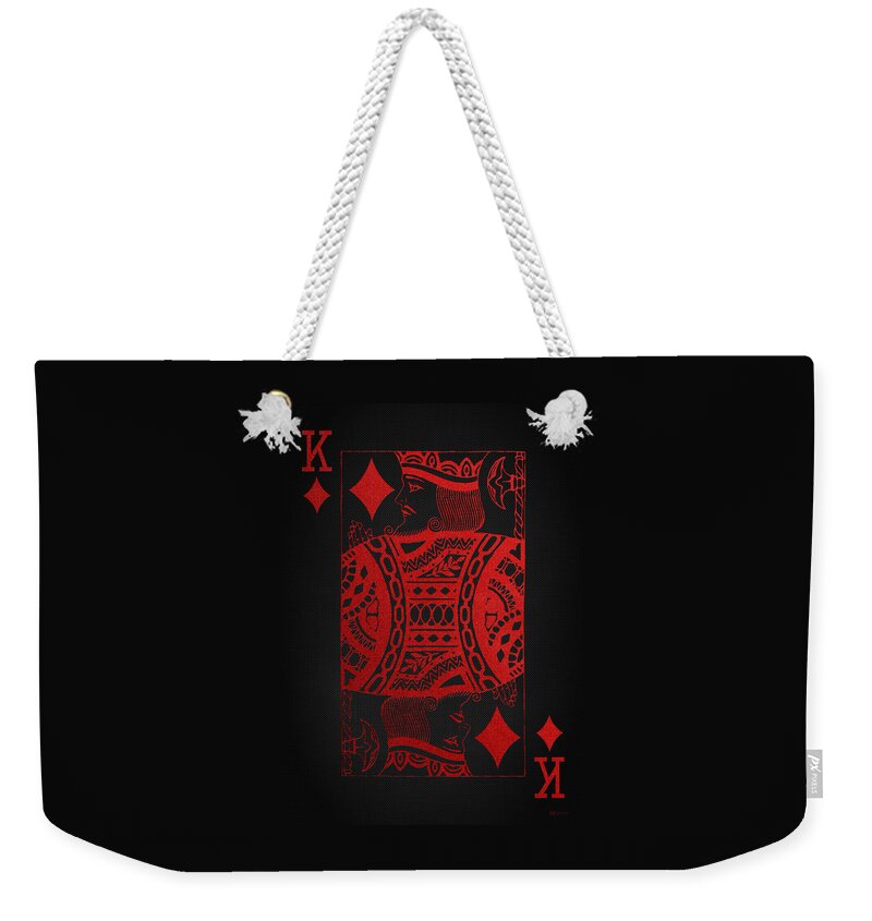'red And Black' Collection By Serge Averbukh Weekender Tote Bag featuring the digital art King of Diamonds in Red on Black Canvas  by Serge Averbukh