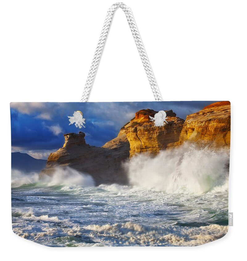 Brookings Weekender Tote Bag featuring the photograph Kiwanda Cliffs by Darren White