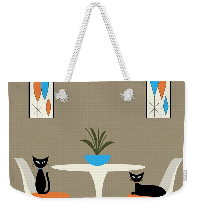 Mid-century Modern Weekender Tote Bag featuring the digital art Knoll Table by Donna Mibus