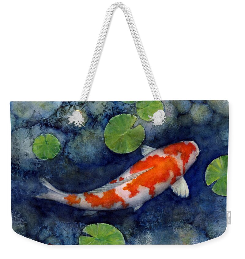 Koi Weekender Tote Bag featuring the painting Koi Pond by Hailey E Herrera
