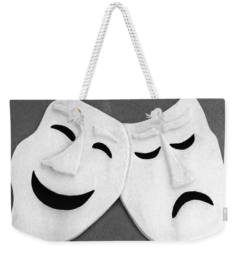 Black And White Weekender Tote Bag featuring the photograph Comedy and Tragedy by Amar Sheow