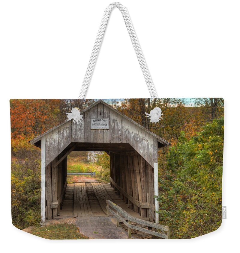 Hillsboro Weekender Tote Bag featuring the photograph KY Hillsboro or Grange City Covered Bridge by Jack R Perry