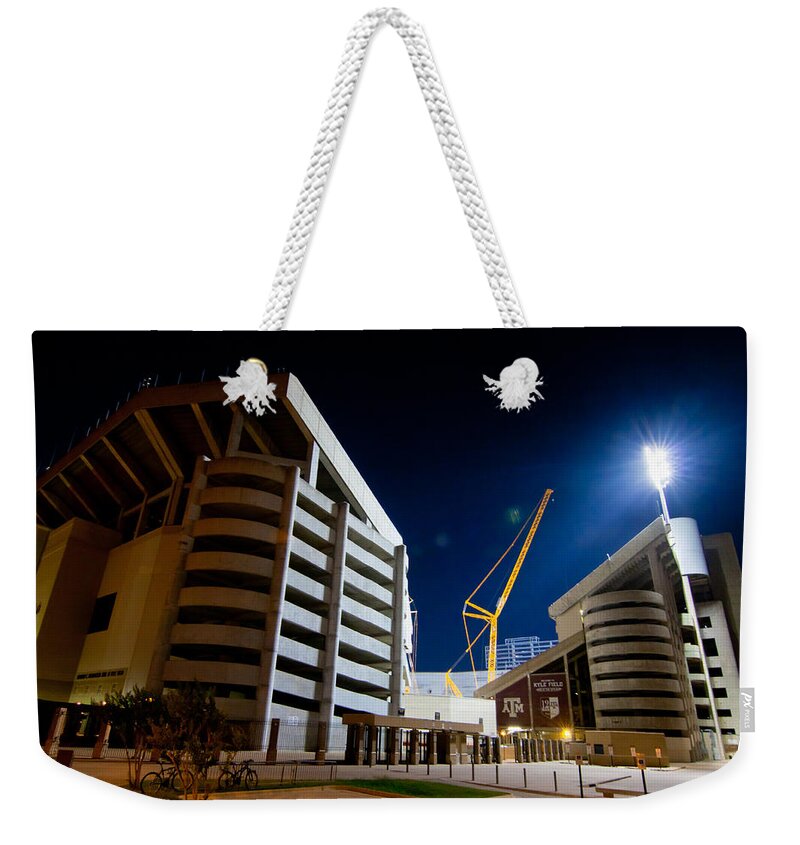 Aggies Weekender Tote Bag featuring the digital art Kyle Field Construction by Linda Unger