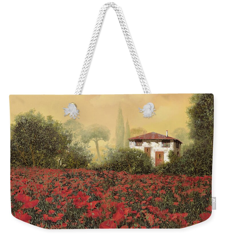 Summer Weekender Tote Bag featuring the painting La casa e i suoi papaveri by Guido Borelli