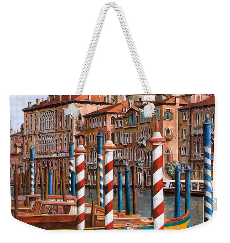 Venice Weekender Tote Bag featuring the painting La Chiesa Della Salute Sul Canal Grande by Guido Borelli