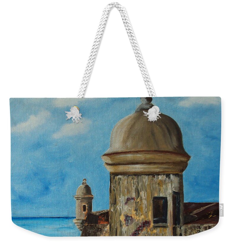 Garita Weekender Tote Bag featuring the painting La Garita by Gloria E Barreto-Rodriguez