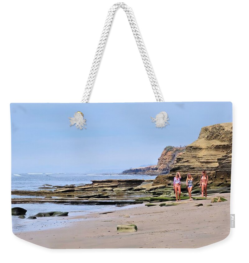 Beach Weekender Tote Bag featuring the photograph La Jolla Beach Walk by Jane Girardot