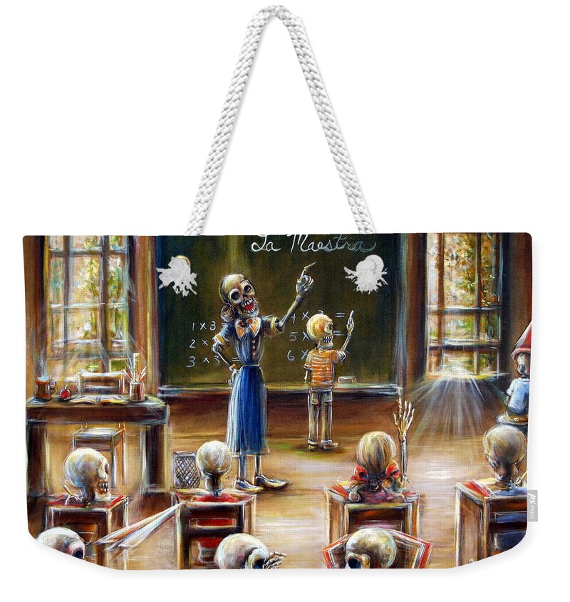 Teacher Weekender Tote Bag featuring the painting La Maestra by Heather Calderon