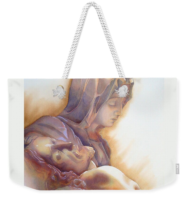  La Pieta Weekender Tote Bag featuring the painting LA PIETA By Michelangelo #1 by J U A N - O A X A C A