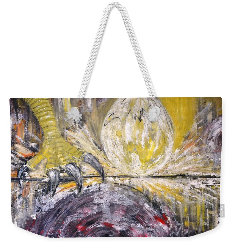 Abstract Weekender Tote Bag featuring the painting La Tendresse du Vautour by Evelina Popilian