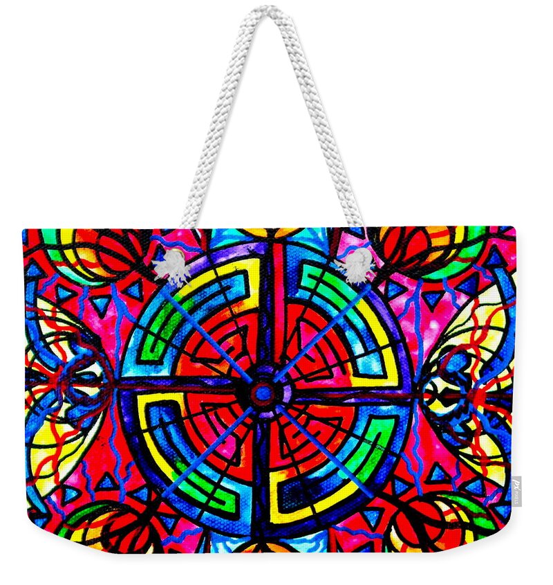 Labyrinth Weekender Tote Bag featuring the painting Labyrinth by Teal Eye Print Store