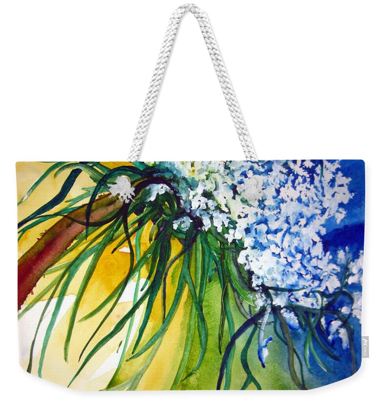 Queen Annes Lace Weekender Tote Bag featuring the painting Lace by Lil Taylor