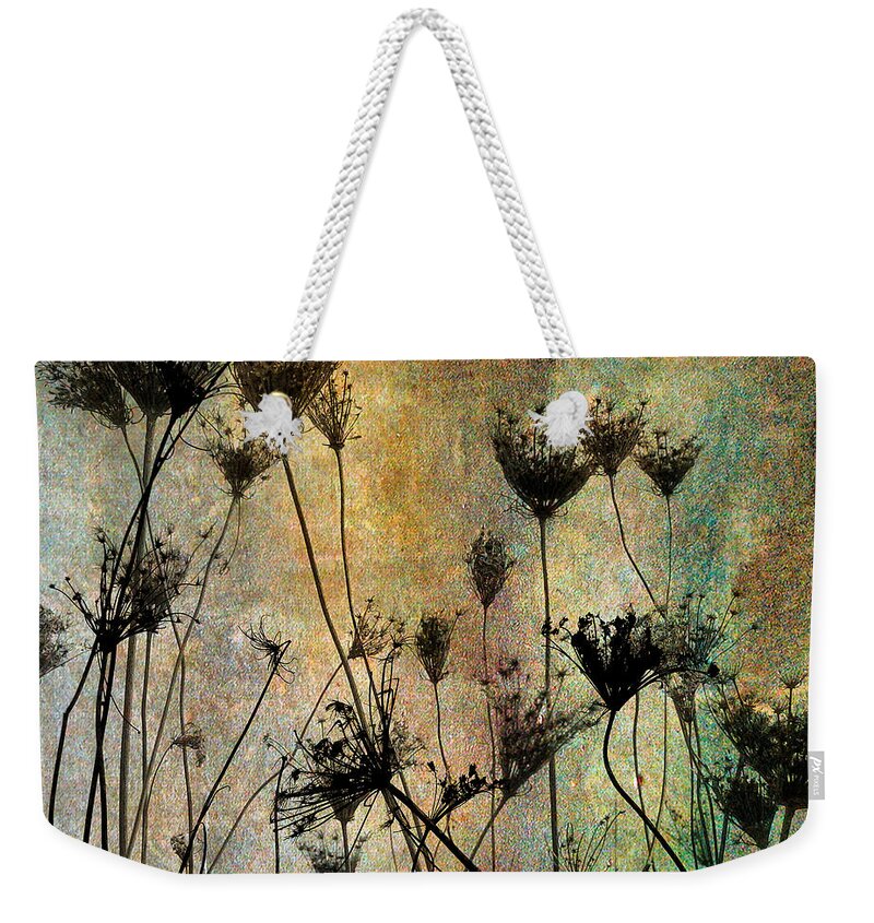 Queen Anne's Lace Weekender Tote Bag featuring the digital art Laced Silhouettes by Gothicrow Images